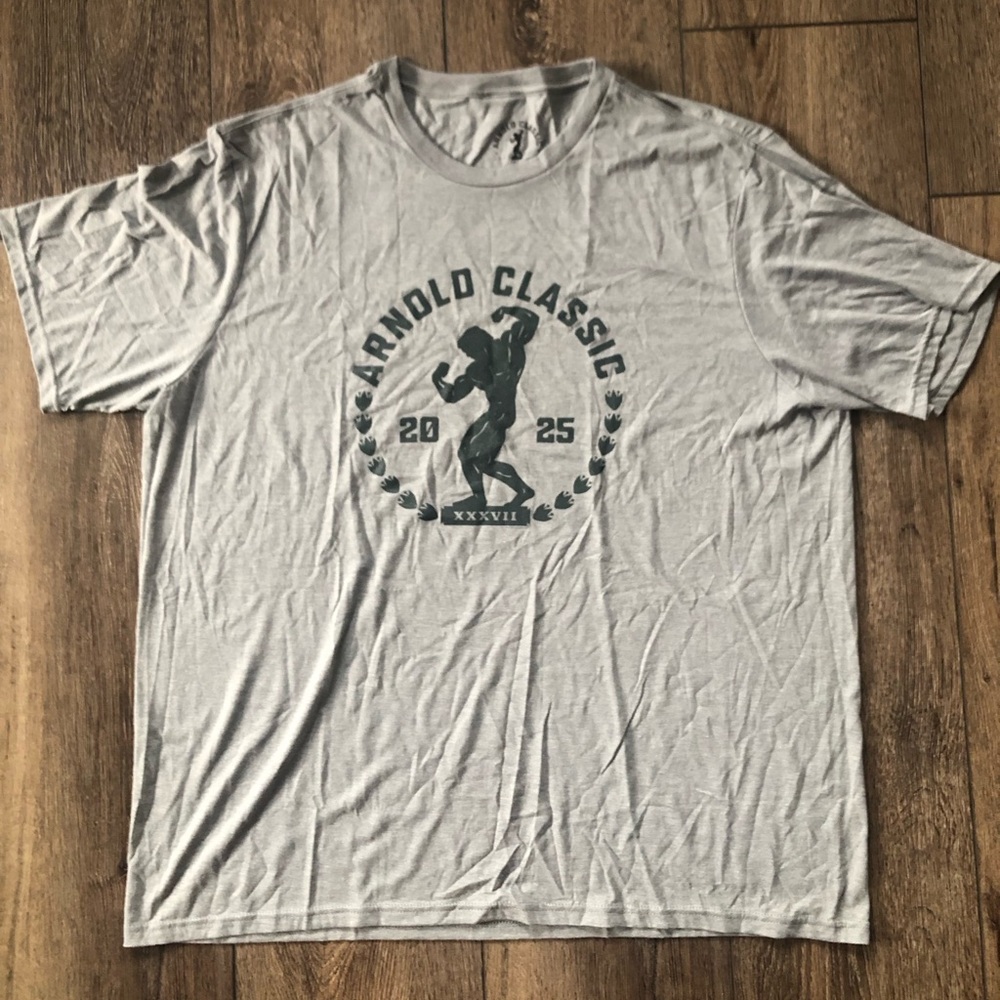 Arnold Classic 2025 Gray Graphic Crewneck T-Shirt